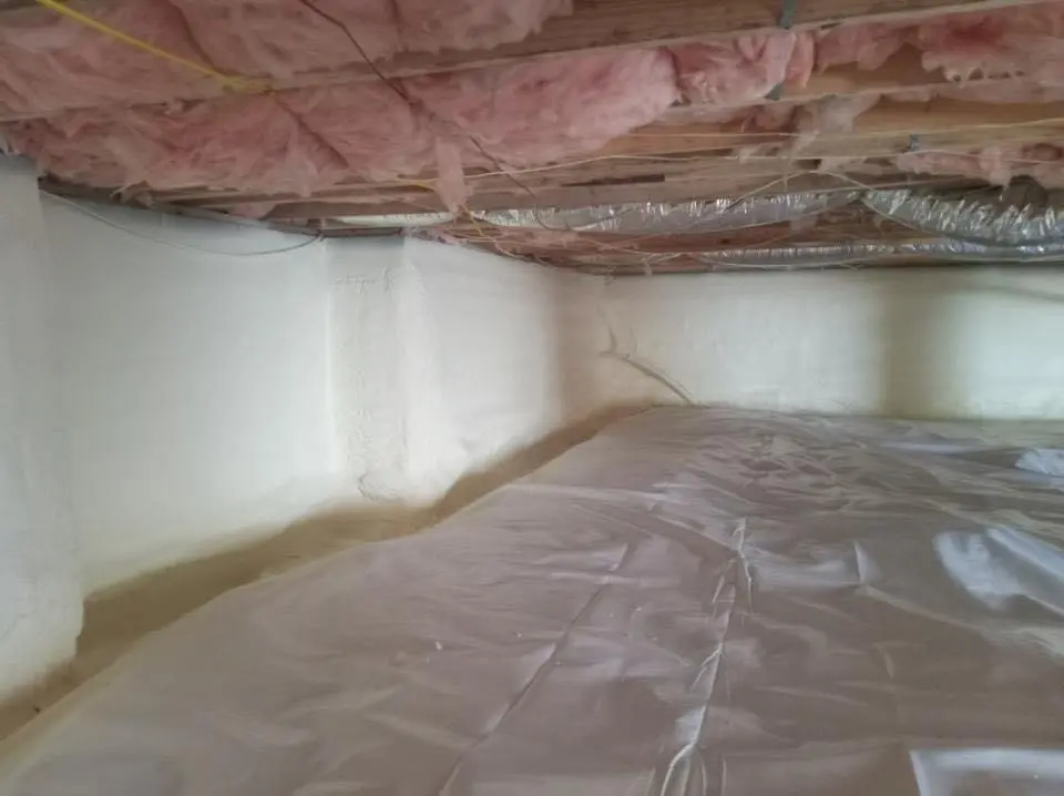 Crawl space encapsulation with closed-cell spray foam for Spray Foam Roofing in Burlington